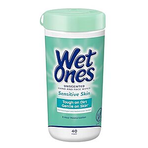 40-Ct Wet Ones Unscented Hand and Face Wipes $1.90 w/ S&S