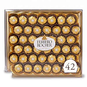 2-Ct 42-Pack Ferrero Rocher Gourmet Hazelnut Milk Chocolate
