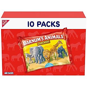 Select Accts: 10-Ct BARNUM'S Original Animal Crackers Snack Packs $3.20 w/ S&S