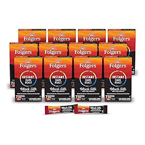 12-Pk 7-Ct Folgers Black Silk Instant Coffee Crystals Singles