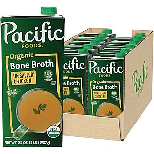 Select Accts: 12-Pk 32-Oz Pacific Foods Organic Unsalted Chicken Bone Broth $34.70 w/ S&S + Free S&H