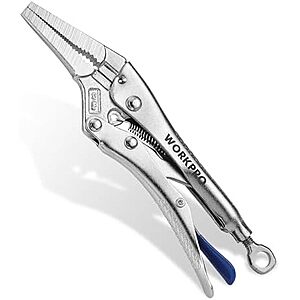 6.5" WORKPRO Steel Long Nose Locking Pliers w/ CR-MO Steel Jaws