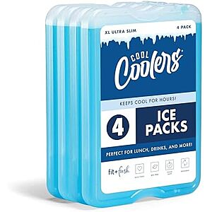 4-Pk Fit + Fresh Cool Coolers Reusable Slim XL Ice Packs