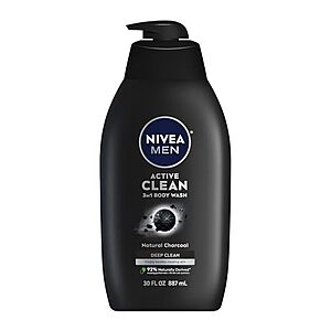 30-Oz NIVEA MEN Active Clean 3-in-1 Body Wash w/ Natural Charcoal (Deep Clean) 2 for $9.45 w/ S&S