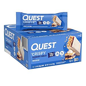 12-Pack 2.12-Oz Quest Crispy Hero Protein Bar (Blueberry Cobbler) $14.35 w/ S&S