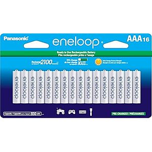 16-Ct Panasonic eneloop AAA 2100 Cycle Pre-Charged Rechargeable Batteries