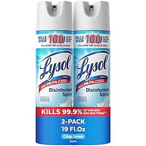 Select Accounts: 2-Pk 19-Oz Lysol Disinfectant Spray (Crisp Linen) $6.50 w/ S&S