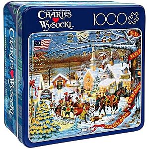 Select Areas: 1000-Pc Charles Wysocki: Small Town Christmas Puzzle in Collector's Tin