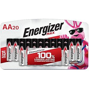 20-Ct Energizer Max AA Alkaline Batteries $12.35 w/ S&S