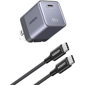 UGREEN Nexode Air 65W USB C GaN Wall Charger + 3.3' Cable