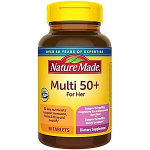 90-Ct Nature Made Multivitamin for Women 50+ No Iron Tablets $3.80 w/ S&S
