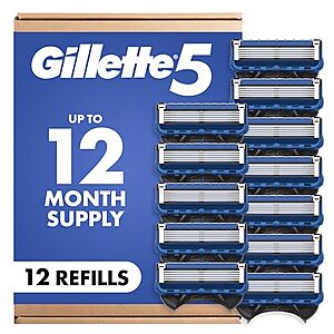 Select Accts: 12-ct Gillette 5 Men's 5-Blade Razor Blade Refills $18.60 w/ S&S