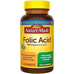 250-ct 400mcg Nature Made Folic Acid Tablets $1.60 w/ S&S