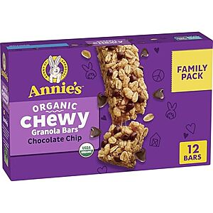 12-Ct Annie's Organic Chewy Granola Bars (Chocolate Chip) $4.75 w/ S&S
