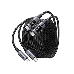 2-pk UGREEN 100W PD USB-C Cable w/ Digital Display: 6.6' $26, 3.3'