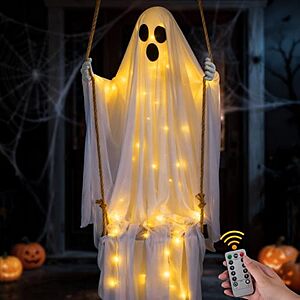 4.8' TAINAT Hanging Swing Ghost Outdoor Halloween Decoration