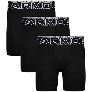 3-Pk Under Armour Boy's Performance Boxer Briefs (Solid Black)