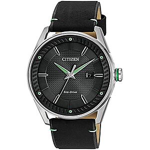 Citizen Men's Sport Casual 3-Hand Eco-Drive Watch w/ Black Leather Strap $165.25 + Free S&H