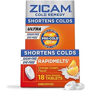 Select Accts: 18-Ct Zicam Ultra Cold Remedy Zinc Rapidmelts (Orange Cream) $4.35 w/ S&S