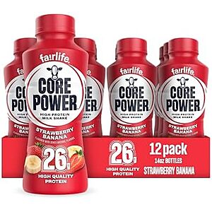 Select Accts: 12-Pk 14-Oz Core Power Fairlife 26g Protein Shake (Strawberry Banana) $24.60 w/ S&S & More + Free S&H