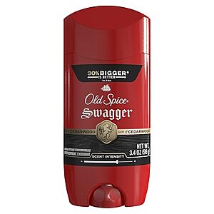 3.4-Oz Old Spice Men's Antiperspirant Solid Deodorant (Swagger w/ Cedarwood) $3.50 w/ S&S