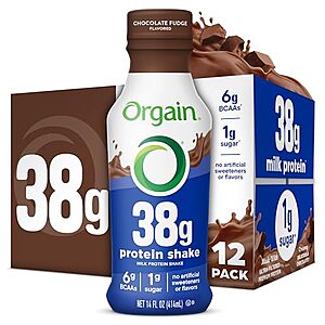 Select Accts: 12-Pk 14-Oz Orgain 38g High Protein Grass-Fed Shakes (Chocolate Fudge) $21 w/ S&S