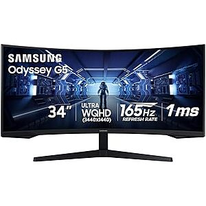 34″ Samsung Odyssey G5 3440x1440 165Hz Curved Ultrawide Monitor $250 + Free S&H