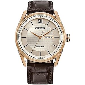 42mm Citizen Men's Classic Eco-Drive Watch (Ivory Dial + Brown Leather Band) $176.15 + Free S&H