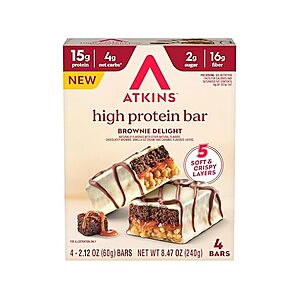 4-Ct 2.12-Oz Atkins High Protein Bar (Brownie Delight) $3.15 + Free S&H w/ Prime