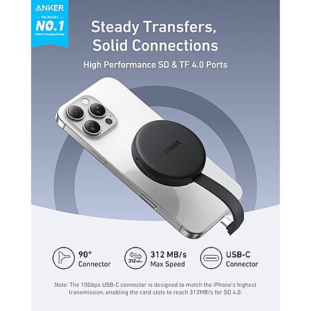 $11.99: Anker MagGo USB-C Adapter, SD Card Reader for USB C iPhone 16/15 Series at Amazon