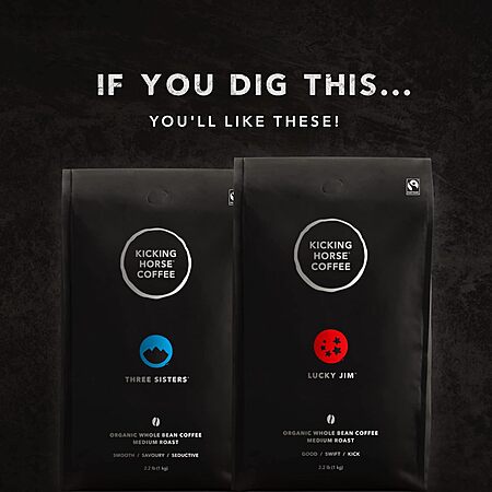 [S&S] $17.50*: 2.2-Pound Kicking Horse Whole Bean Coffee (Smart Ass, Medium Roast) at Amazon