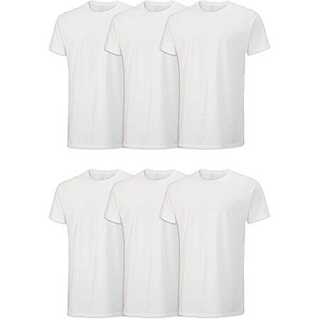 $10.16*: 6-Pack Fruit of the Loom Men's 100% Cotton Stay Tucked Crew T-Shirt (White) at Amazon