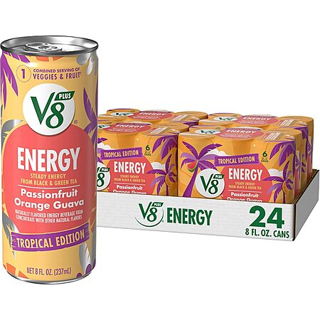 [S&S] $8.12: 24-Pack 8-Oz V8 +Energy Juice Energy Drink (Passionfruit Orange Guava) at Amazon (33.8￠ each)