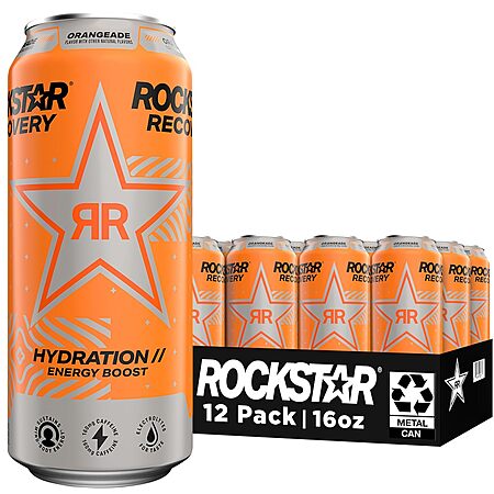 [S&S] $11.06: 12-Pack 16-Oz Rockstar Recovery Energy Drink (Orangeade) at Amazon (92.2￠ each)