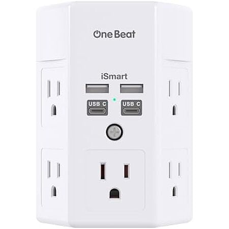 $6.99*: One Beat 5-Outlet + 4 USB (2x USB-C) Outlet Extender (White) at Amazon