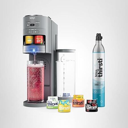 $99.99*: Ninja Thirsti Soda Maker Drink System w/ 60L CO2 Cylinder & 4-Pack Flavor Drops at Amazon
