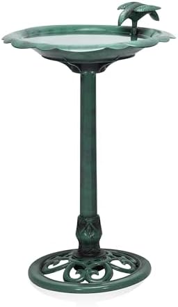 [Prime] $13.02: 31″ Alpine Corporation Tall Outdoor Antique Flower Birdbath with Bird Decoration Yard Statue at Amazon