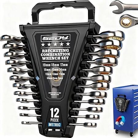 [Prime] $27.99: 12-Piece SEDY Premium Metric Ratchet Wrenches Set w/ Magnetic Organizer at Amazon