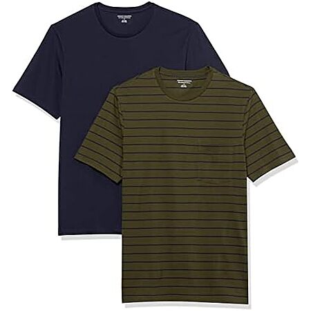 $5.16: 2-Pack Amazon Essentials Mens T-Shirt Slim-Fit Short-Sleeve Crewneck Pocket at Amazon