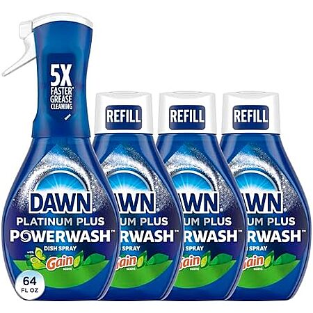 [S&S] $11.37*: 4-Pack 16oz Dawn Platinum Powerwash Dish Soap Spray Bundles (Gain) at Amazon