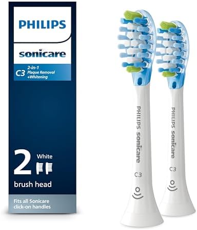 [S&S, AC] $13.99*: 2-Pack Philips Sonicare C3 2-in-1 Plaque Removal + Whitening Brush Heads (White, HX9042/65) at Amazon