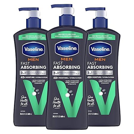 [S&S, AC] $8.26*: 3-Pack 20.3-Oz Vaseline Men's Healing Moisture Hand & Body Lotion at Amazon ($2.75 each)