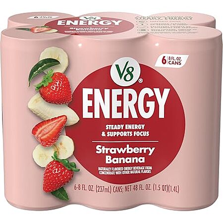 [S&S, AC] $18.84: 7 × 6-Pack 8-Oz V8 Energy Drink (Strawberry Banana) ($2.69 each) at Amazon