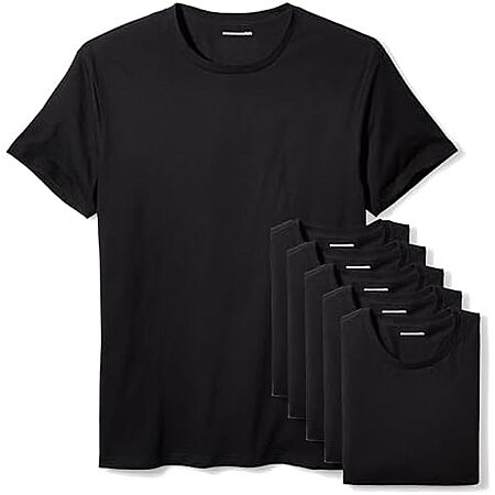 [S&S] $14.44*: 6-pk Amazon Essentials Men's Crew Neck T-Shirts (Black or White) at Amazon