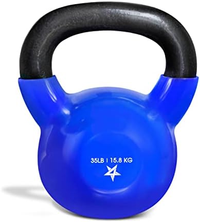 $22.28*: 35-Lb Yes4All Vinyl Coated Cast Iron Kettlebell Weight (Blue) at Amazon