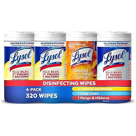 [S&S, AC] $6.17: 4-Pack 80-Count Lysol Disinfectant Wipes (Bundle) at Amazon
