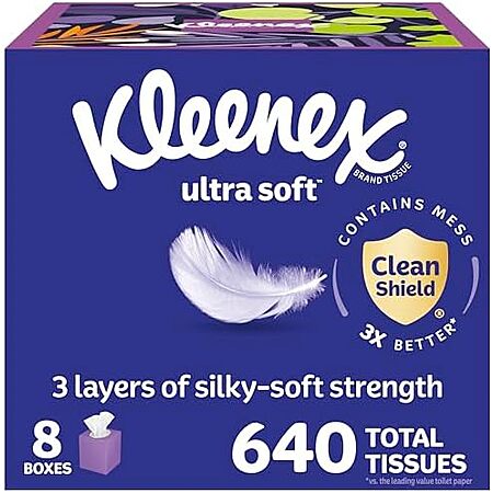 [S&S, AC] $6.79: 8-Pack 80-Count Kleenex Ultra Soft Facial Tissues at Amazon