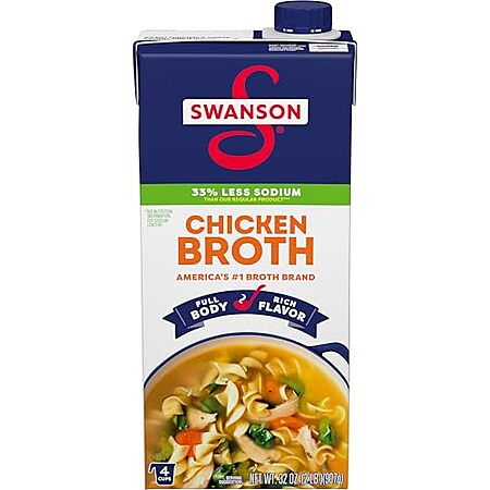 [S&S, AC] $18.50: 19 × 32-Oz Swanson Natural Goodness Lower Sodium Chicken Broth (97.4￠ each) at Amazon