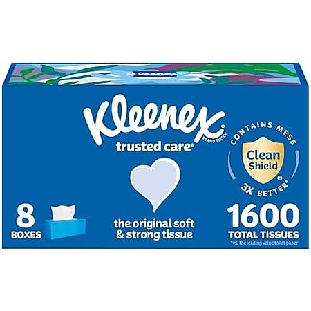 [S&S, AC] $12.53*: 8-Pack 200-Count Kleenex Trusted Care Facial Tissues at Amazon