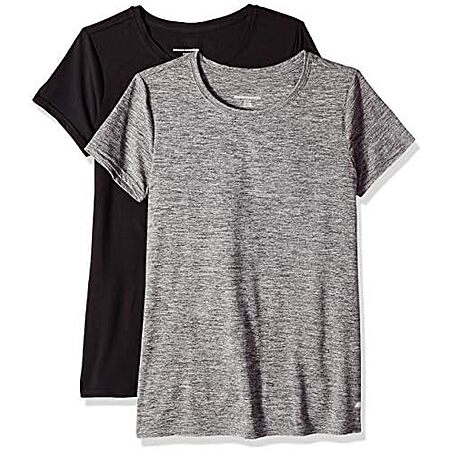$7.16: 2-Pack Amazon Essentials Women's Active Quick Dry Tech Stretch Workout Gym Short-Sleeve Crewneck T-Shirt at Amazon